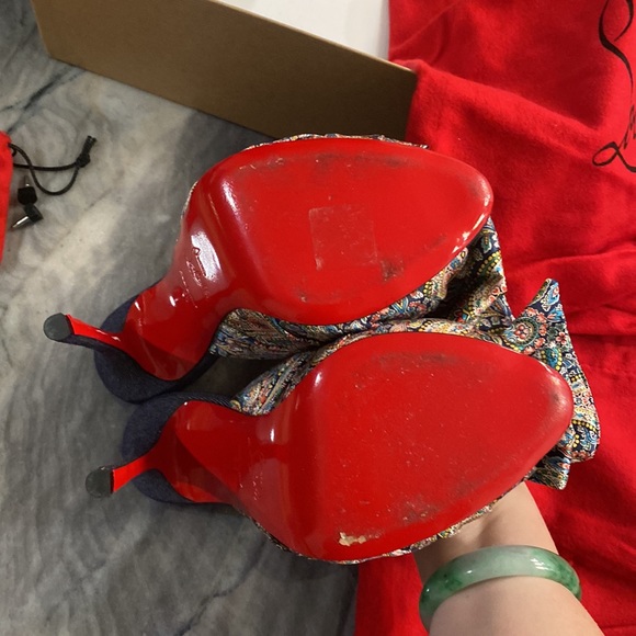 Christian Louboutin Moniquissima Paisley Red Sole Slide Sandal | Used Once - Picture 8 of 16